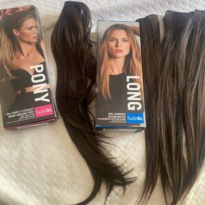 Hairdo brunette brown chocolate copper straight hair clip in extensions ponytail
